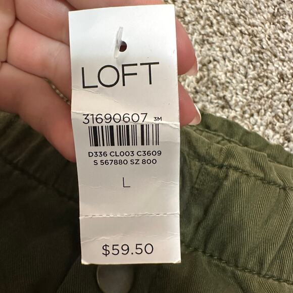 LOFT Women's Button Front Detail Skirt Size L In Green - Picture 6 of 8